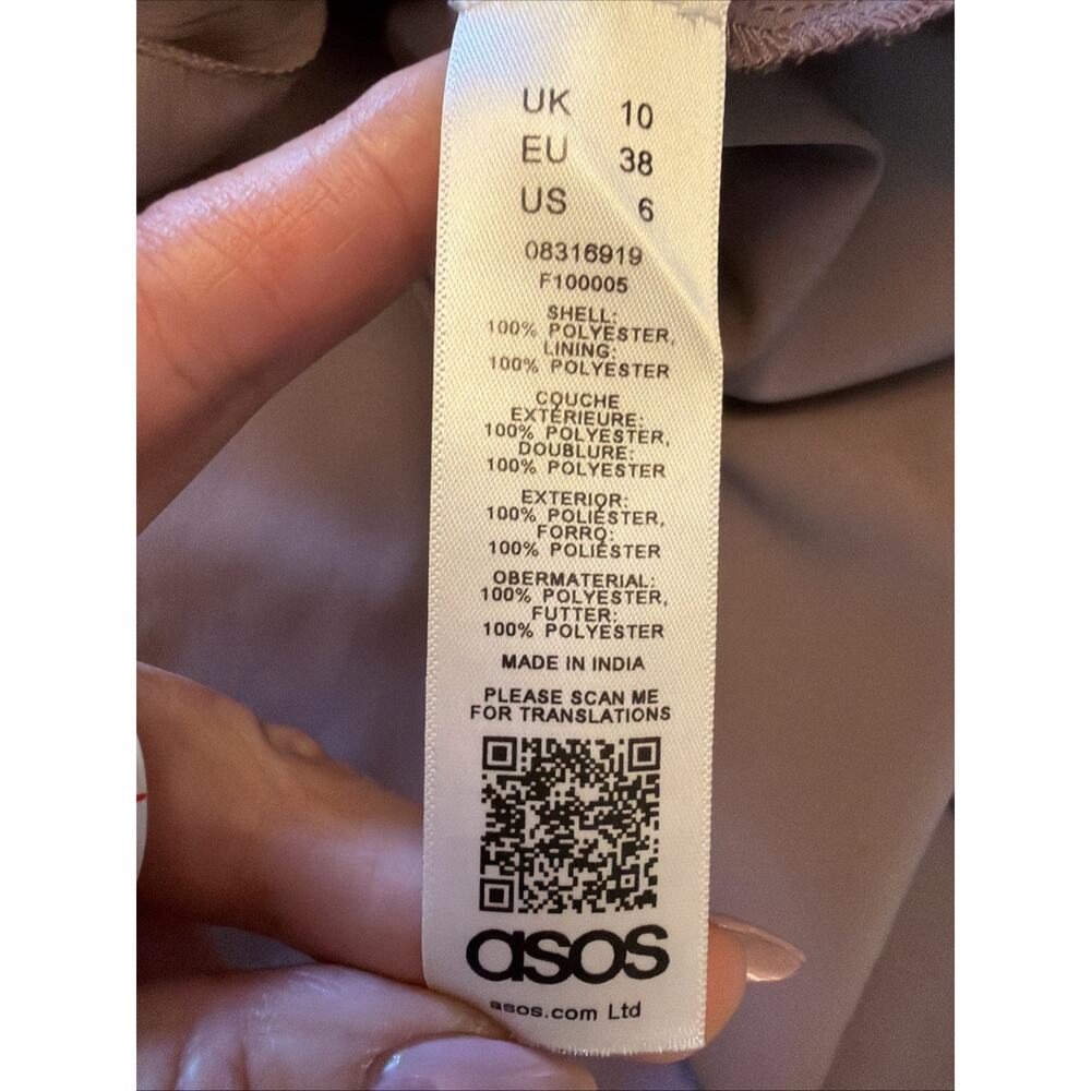 ASOS DESIGN Wrapwaist Midi Dress Sz 6 Double Layer Skirt Long Sleeve Lavender - Picture 12 of 14